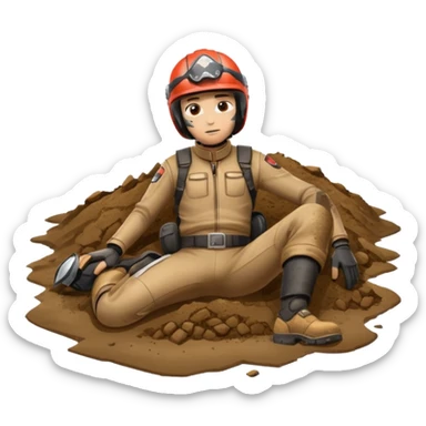 a motorcyclist lying on the ground who has just fallen sticker