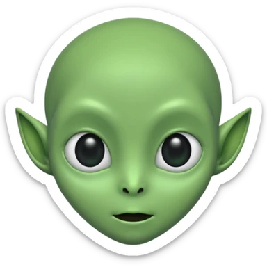 A cute alien face with two black eyes and without antennae, ears, nostrils sticker