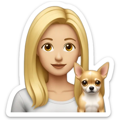 mujer con pelo muy corto rubio y su perro Chihuahua sticker