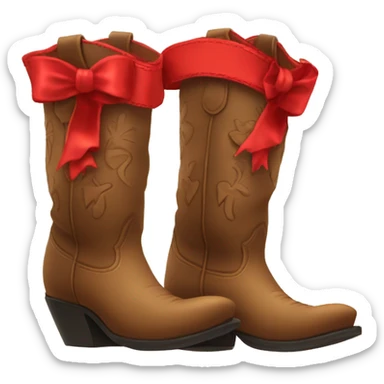 cowboy boots with red bows sticker