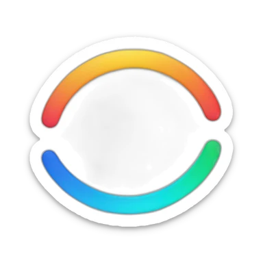 The two ellipses stand side by side, split in half at the top and bottom into different colors sticker