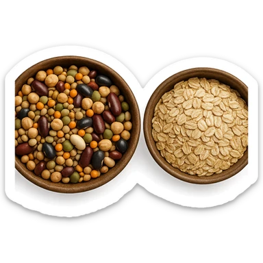 BOWL DI LEGUMI INSIEME A BOWL DI FIOCCHI DI AVENA,  iperrealistico 4k sticker