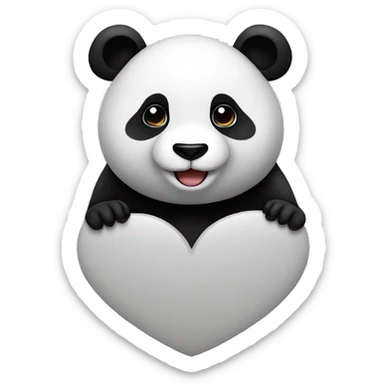 Panda lays on black heart sticker