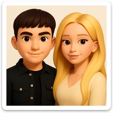 Slightly increase the volume of the upper body of the girl, make the hair more voluminous and separated from each other, even out the skin tone of the girl, while preserving the overall look and pose in the style of 3D Emoji. sticker