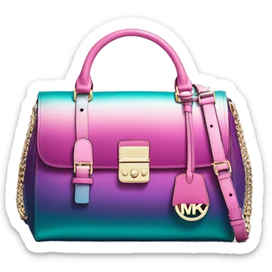 Realistic metallic teal purple pink ombre Michael kors satchel purse.  sticker