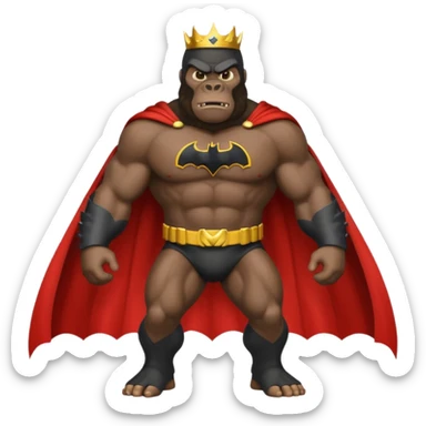 king kong with a batman uniform and cape sticker