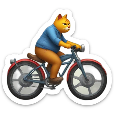 Fat-cat-riding-a-burning-bike sticker