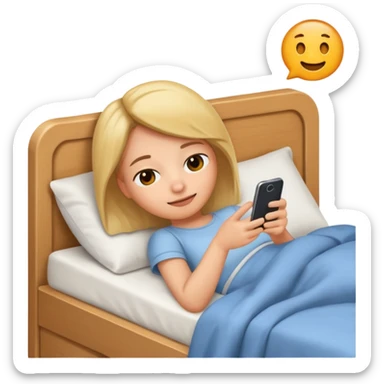 
emoticon of lying in bed and looking at phone sticker