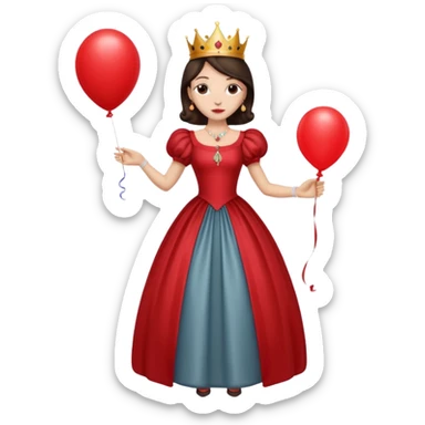 queen wearing dress, holding balloon sticker