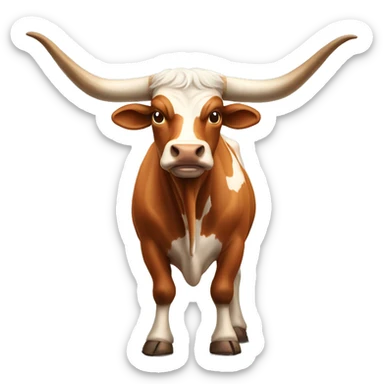 bull, Texas Longhorn, ridiculously long horns, full body, fat, university of Texas  sticker