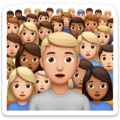 a person feeling nervous in a crowd sticker