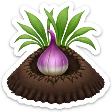 a shallot growing in peat moss sticker