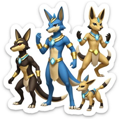 Electrike-Anubis-Lucario-Zeraora (full body) sticker