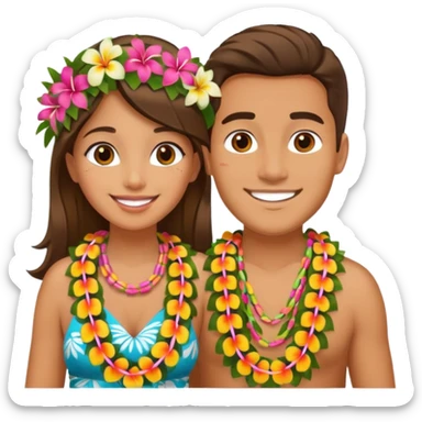 hawaiian couple sticker