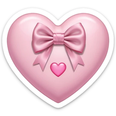 light pink heart with pink bow sticker