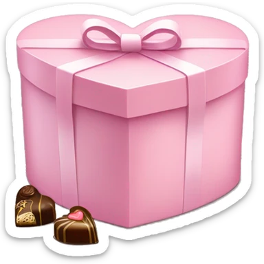 heart shaped light pink gift box, with many chocolates in it sticker
