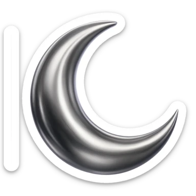 Add a subtle purple glow to the chrome moon icon, keep the background transparent. sticker