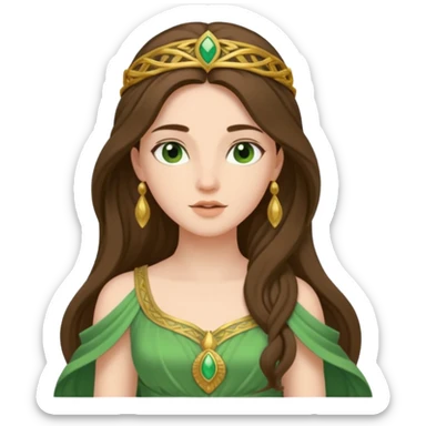 Juno, Marriage Goddess from Rome Mythology with long brunette hair, green outfit sticker