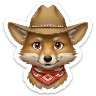 Coyote with a cowboy / outlaw style, serious look sticker