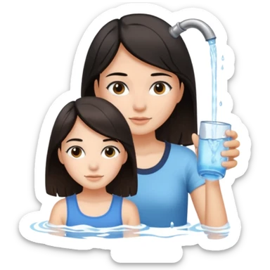 una chica soltando encima de la cabeza de otra chica sticker