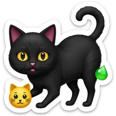 Black animal cat with nlack shoes and smellt emoji sticker