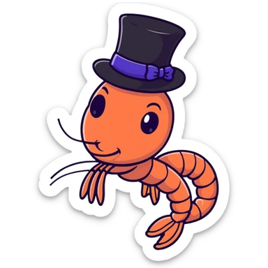 shrimp wearing a top hat sticker
