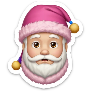 santa with pink fluffy hat without a beard sticker