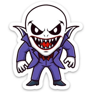 Scary vampire with long bloody fangs sticker