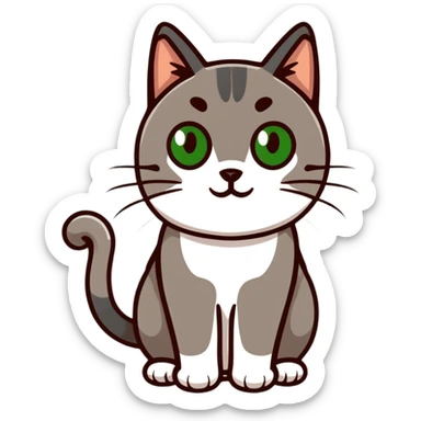 brownish gray cat with green eyes close together sticker