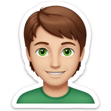 Denis daily with green eyes, brown hair sticker