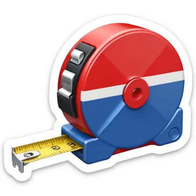 Create my a cartoon/realistic tape measure thats red white and blue. Do not include any yellow. sticker