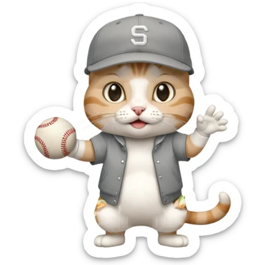 Rengi gri beyaz olaolan rapci kedi sticker