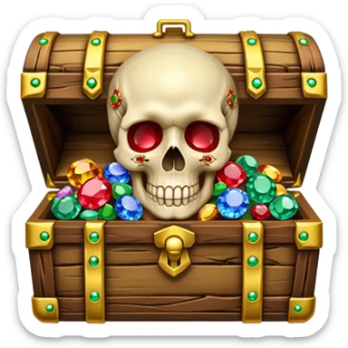 Human skull inlaid with gemstones in jungle treasure sticker