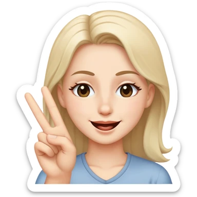 wink with peace sign  sticker