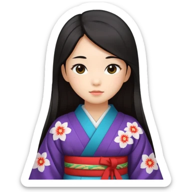 Asian girl wearing traditional Japanese clothes sticker