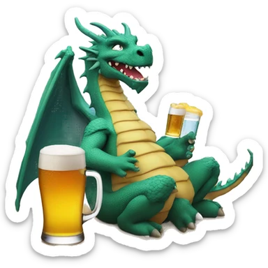 Dragon sipping a beer on a beach  sticker