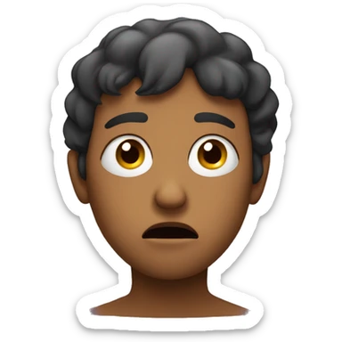 person with an upset face with their eyes directed to the side of them sticker