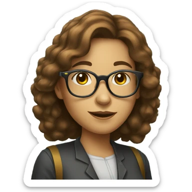 female mathematician with golde-brown hair and with glasses in front of a chalkboard  sticker
