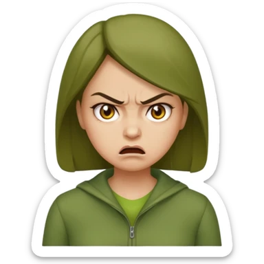 Give me a woman in green who is angry sticker