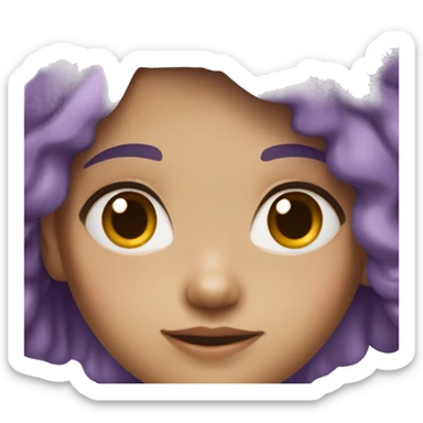 10 year old girl with purple hair and blue eyes and light skin color sticker