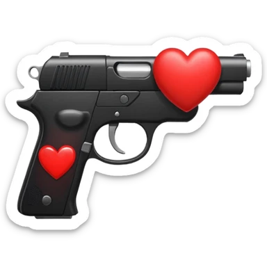 Black hand gun shooting a heart out of it sticker