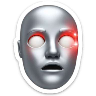 A silver human head with red laser beam streaking out of eyes  sticker