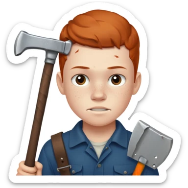 13 y/o Brian robeson at the beginning of Hatchet
determined, has hatchet sticker