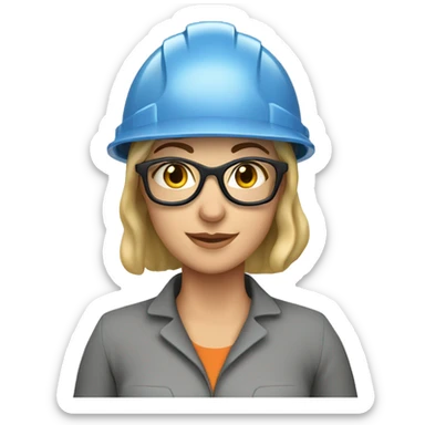 Caucasian woman wearing a safety helmet, safety glasses and earplugs sticker