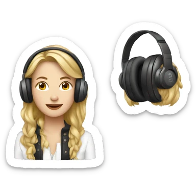 white woman music producer with headphones sticker