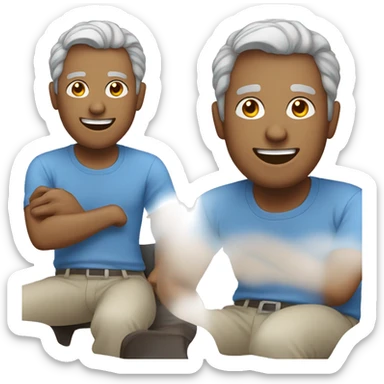 smiling man in blue shirt with graying hair  sticker
