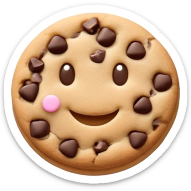 kawaii cookie with chocolate chips and a tiny smiling face sticker