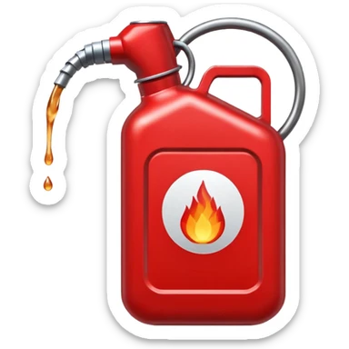 red gasoline canister plain pouring drops of diesel sticker