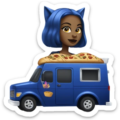Dark blue Catgirl’s themed lowrider food truck  sticker