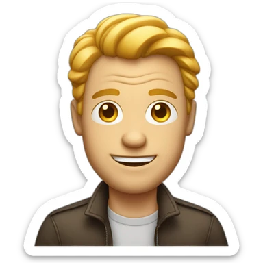 white man with a sly grin keep a phone in his hands sticker